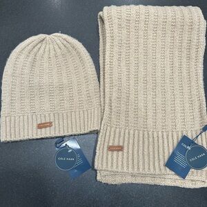 NWT Cole Haan Hat & Scarf Set - Sand Dollar